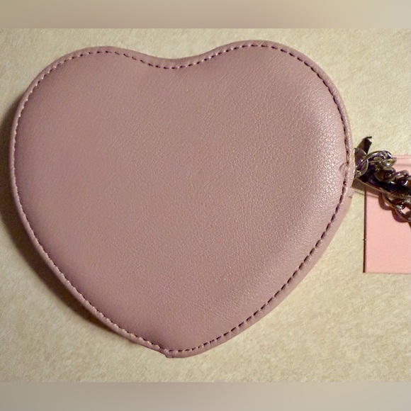 Juicy Couture Pink Velour Bejeweled Heart Coin Case Wristlet NWT - Picture 2 of 4